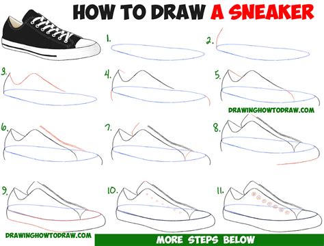 drawing sneakers step by.